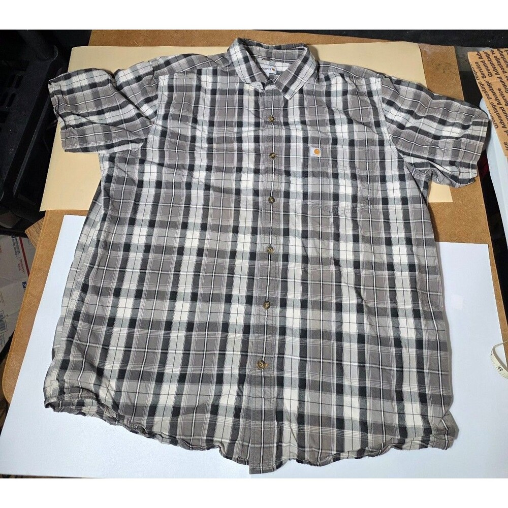 Title:
Carhartt Relaxed Fit Plaid Button Up Shirt XL Gray Black White